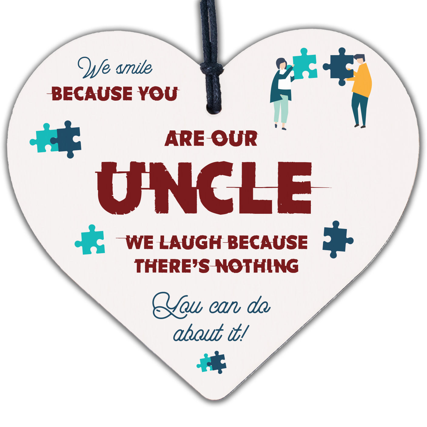 Novelty Uncle Gift Funny Wooden Heart Birthday Christmas Sign Present Brother