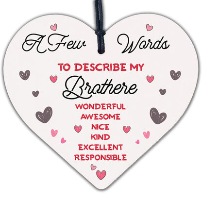 Funny Rude BROTHER Gift Wooden Heart Plaque Novelty Birthday Gift From Sister