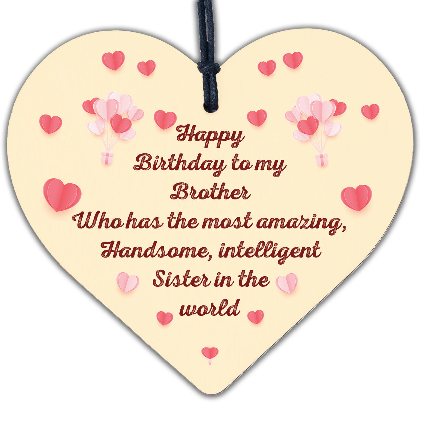 Funny Brother Birthday Gifts Brother Birthday Card Wooden Heart From Sister Gift