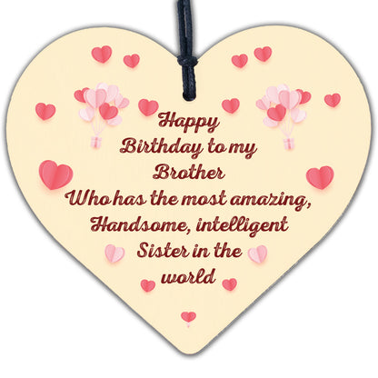 Funny Brother Birthday Gifts Brother Birthday Card Wooden Heart From Sister Gift