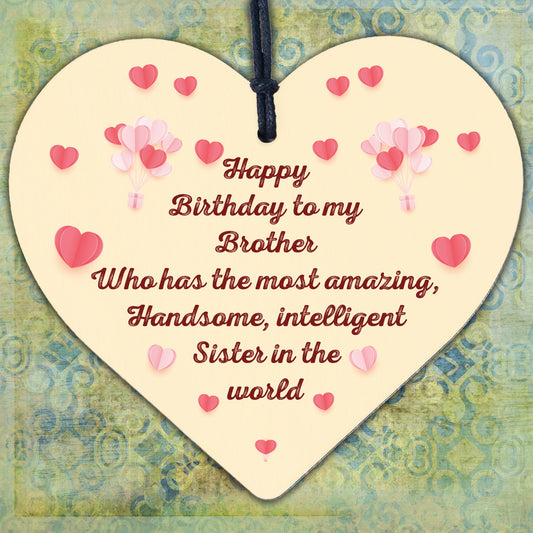 Funny Brother Birthday Gifts Brother Birthday Card Wooden Heart From Sister Gift