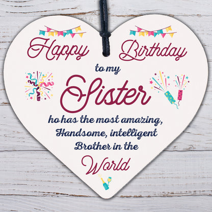 Funny Sister Birthday Gifts Sister Birthday Card Wooden Heart Brother Gift Sign