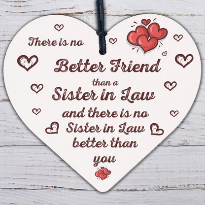 Handmade Sister In Law Wooden Heart Chic Thank You Gifts For Her Friendship Sign