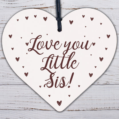 Novelty Little Sister Gift Wood Heart Love Plaque Birthday Christmas Gift