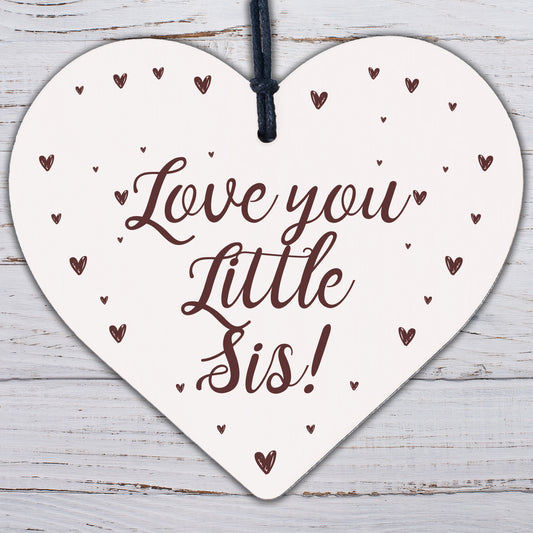 Novelty Little Sister Gift Wood Heart Love Plaque Birthday Christmas Gift