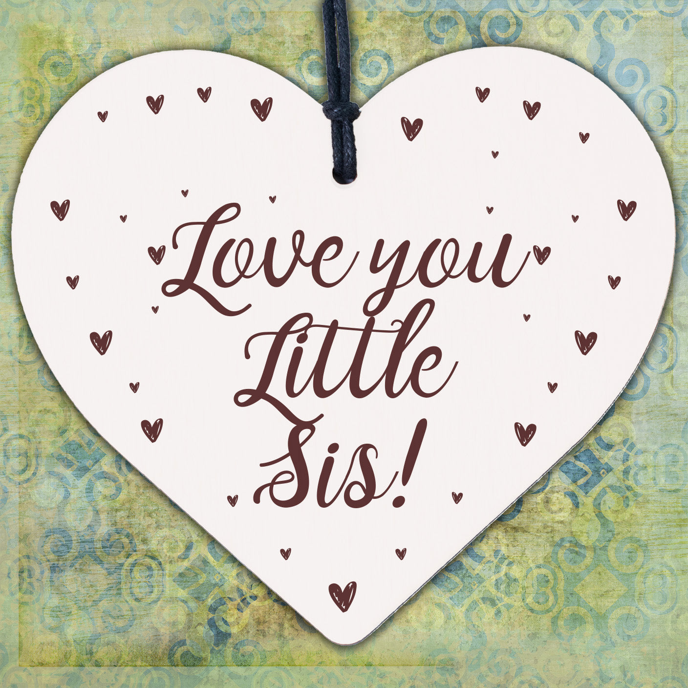 Novelty Little Sister Gift Wood Heart Love Plaque Birthday Christmas Gift