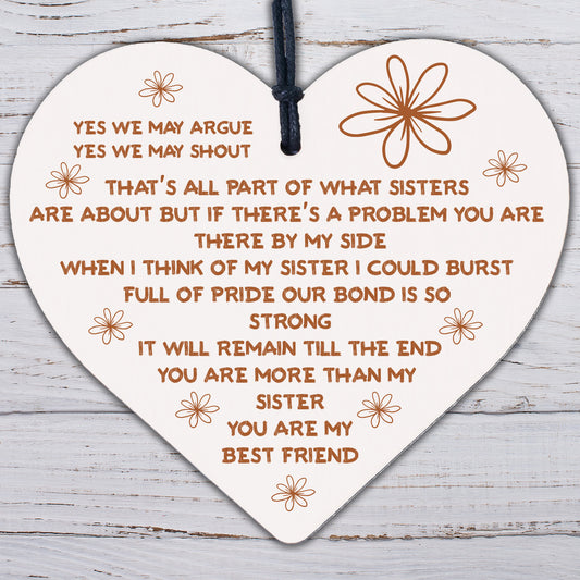 Sister Gifts Handmade Fun Sister Plaque Wood Heart Big Sister Little Sister Gift