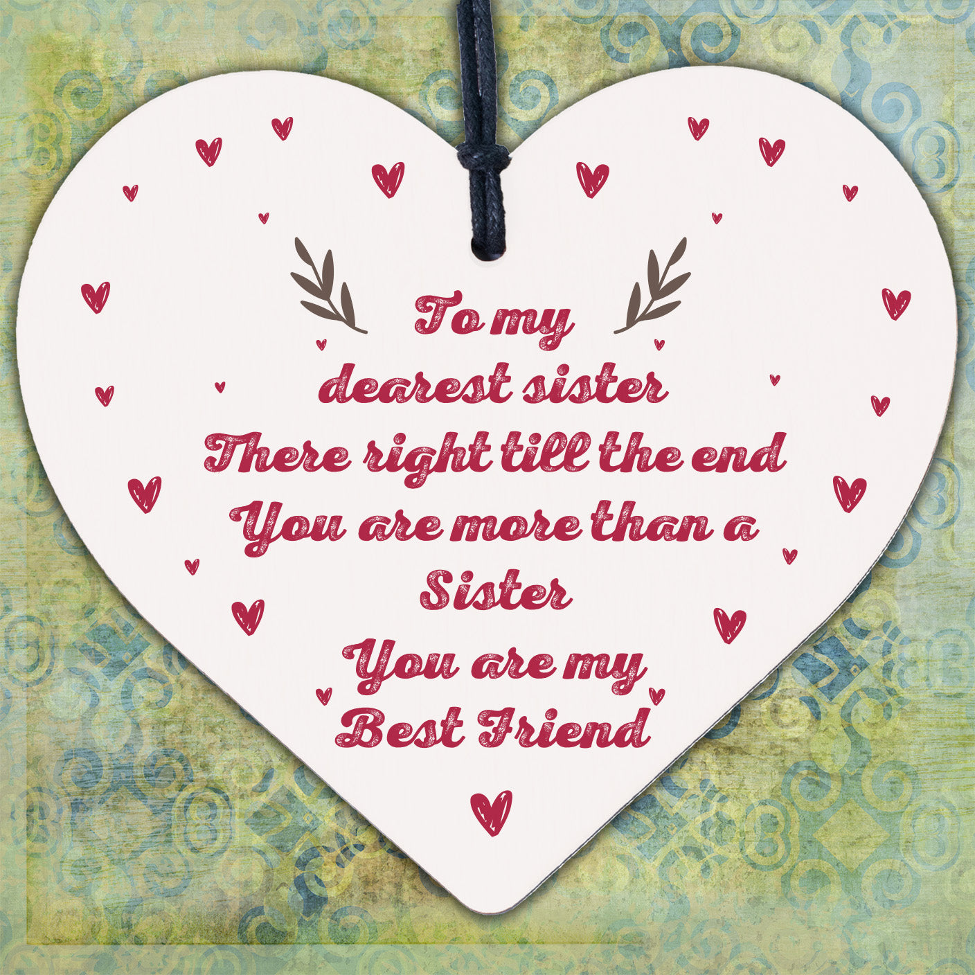 Sister Gift Friendship Wooden Heart Plaque Shabby Chic Birthday Big Sis Sign