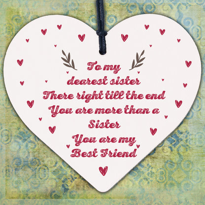 Sister Gift Friendship Wooden Heart Plaque Shabby Chic Birthday Big Sis Sign