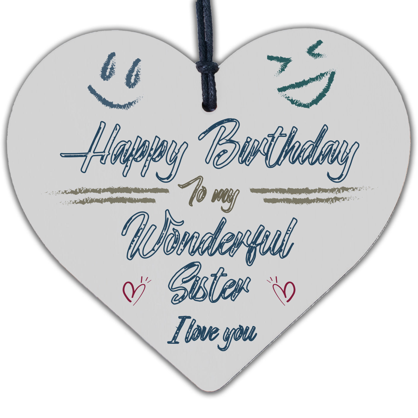 Happy Birthday Sister Friendship Wood Heart Keepsake Shabby Chic Gift Plaque