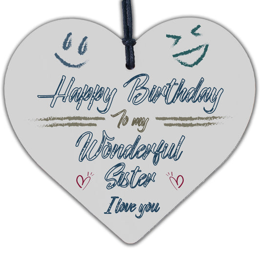 Happy Birthday Sister Friendship Wood Heart Keepsake Shabby Chic Gift Plaque