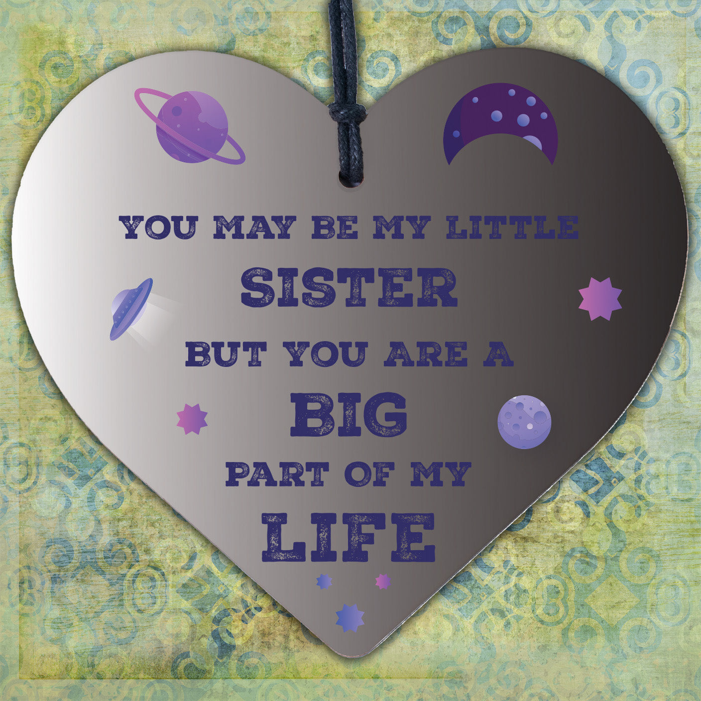 Little Sister Big Part Of My Life Wooden Hanging Heart Plaque Sister Love Sign