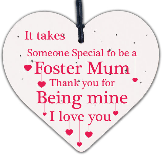 Christmas Gifts For Mum Thank You Wood Heart Foster Mum Mother Daughter Son Gift