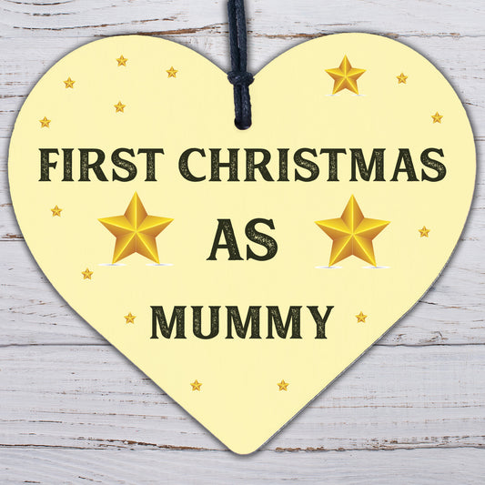 First 1st Christmas As Mummy Tree Decoration Bauble Wooden Heart Gift For Mum