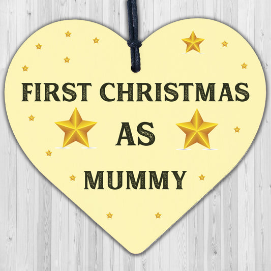 First 1st Christmas As Mummy Tree Decoration Bauble Wooden Heart Gift For Mum