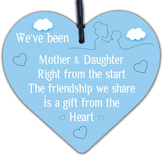 Gift For Mother And Daughter Wooden Heart Sign Love Gift For Mum or Daughter