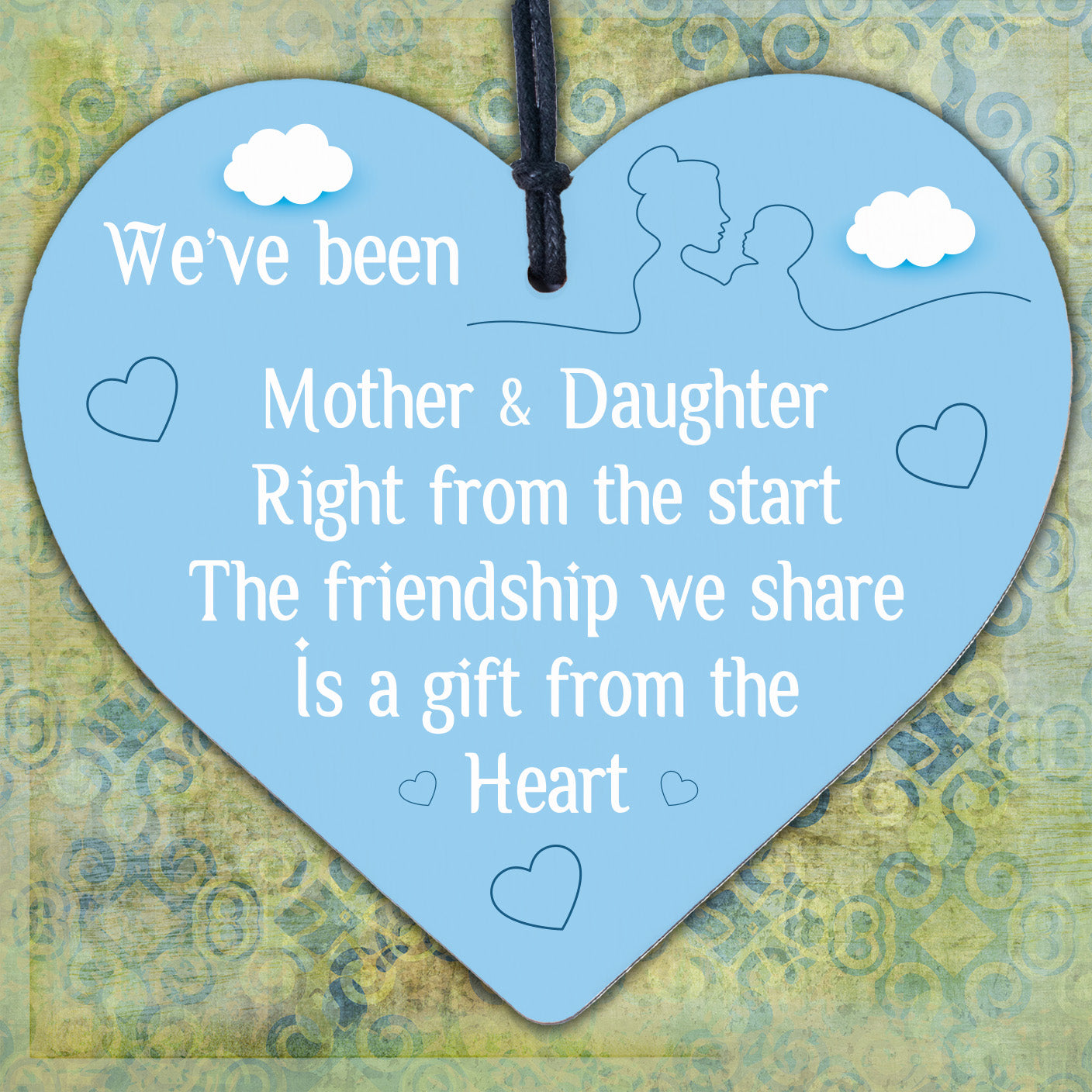 Gift For Mother And Daughter Wooden Heart Sign Love Gift For Mum or Daughter