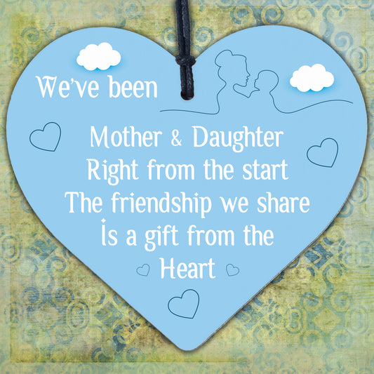 Gift For Mother And Daughter Wooden Heart Sign Love Gift For Mum or Daughter