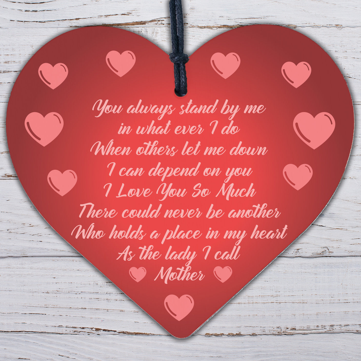 I Love You So Much Mother Daughter Wooden Hanging Heart Plaques Thank You Gifts