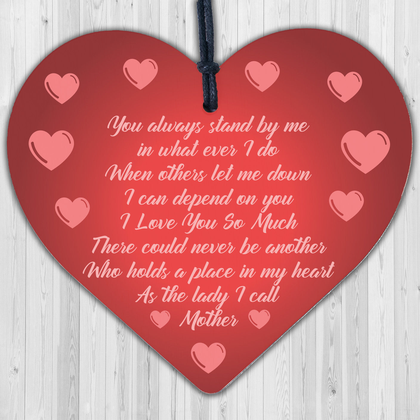 I Love You So Much Mother Daughter Wooden Hanging Heart Plaques Thank You Gifts