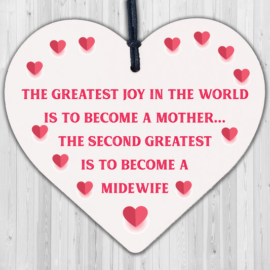 Greatest Joy Mother Midwife Wooden Hanging Heart Nurse Gift Student Plaque Sign