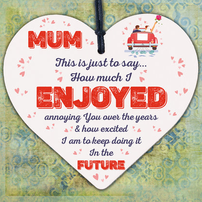 Funny Mum Gifts From Daughter Son Mothers Day Birthday Wooden Heart Gift