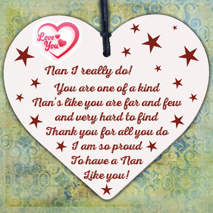 Gift For Nan on Mothers Day Birthday Hanging Heart Thank You Gift From Daughter