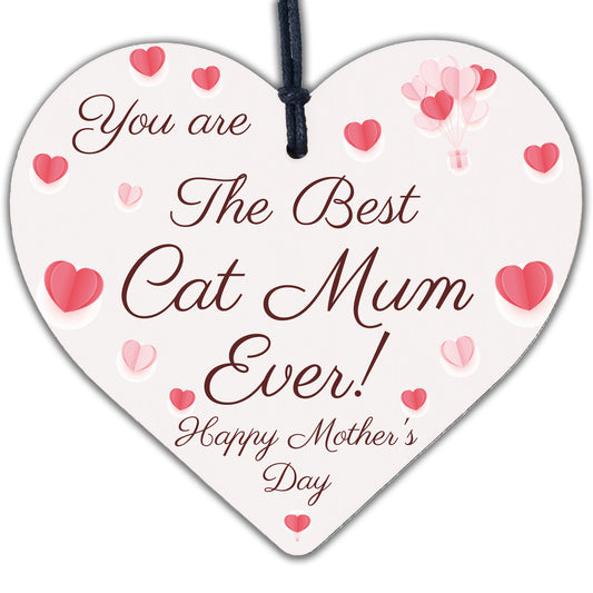 Funny Mothers Day Gift For Best Cat Mum Wood Heart Gift From Cat Pet Gift