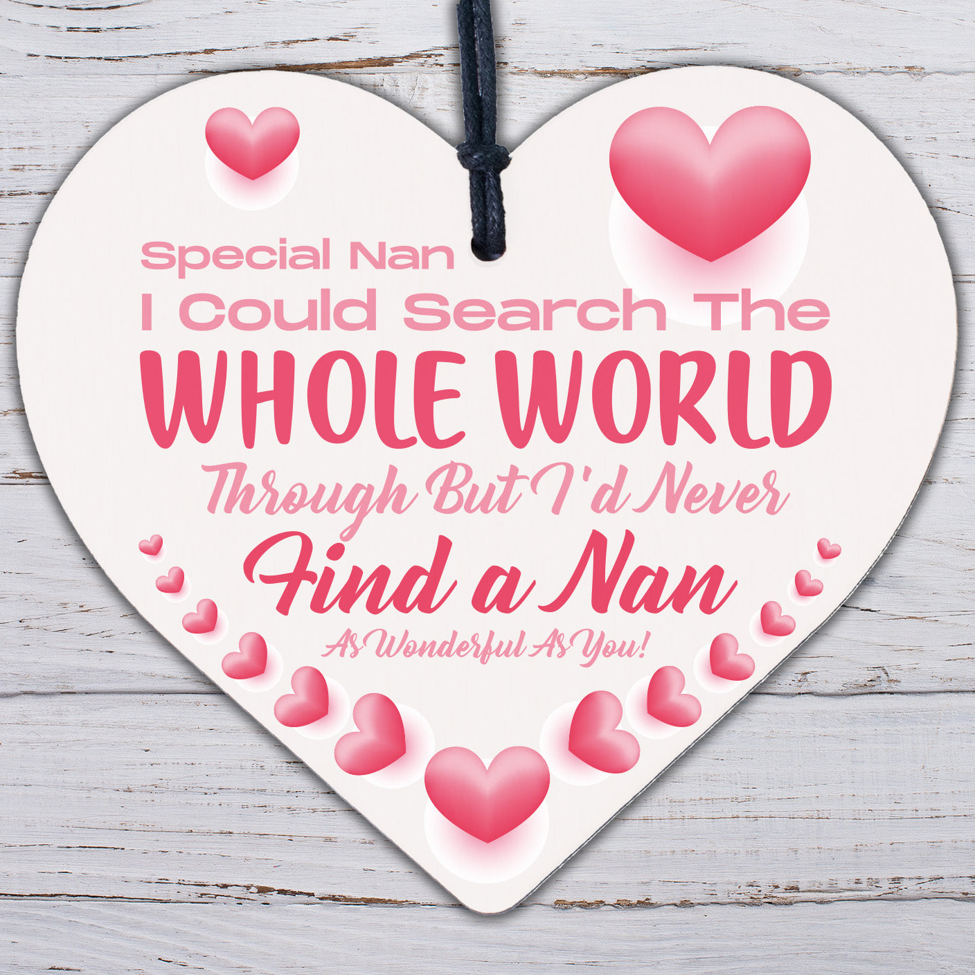 Nan Gift Wooden Hanging Heart For Birthday Mothers Day Gift For Her Keepsake