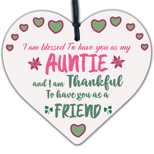 Handmade Auntie Birthday Gift Wooden Heart Plaque Keepsake Mothers Day Gift