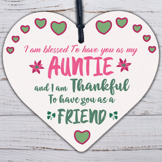 Handmade Auntie Birthday Gift Wooden Heart Plaque Keepsake Mothers Day Gift