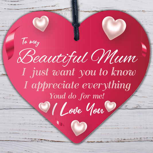 Mum Gifts For Mothers Day Birthday Wood Hearts Gifts From Daughter Son Keepsakes