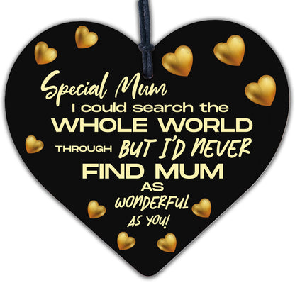 Mum Gift Wooden Hanging Heart For Birthday Mothers Day Gift For Her Keepsake