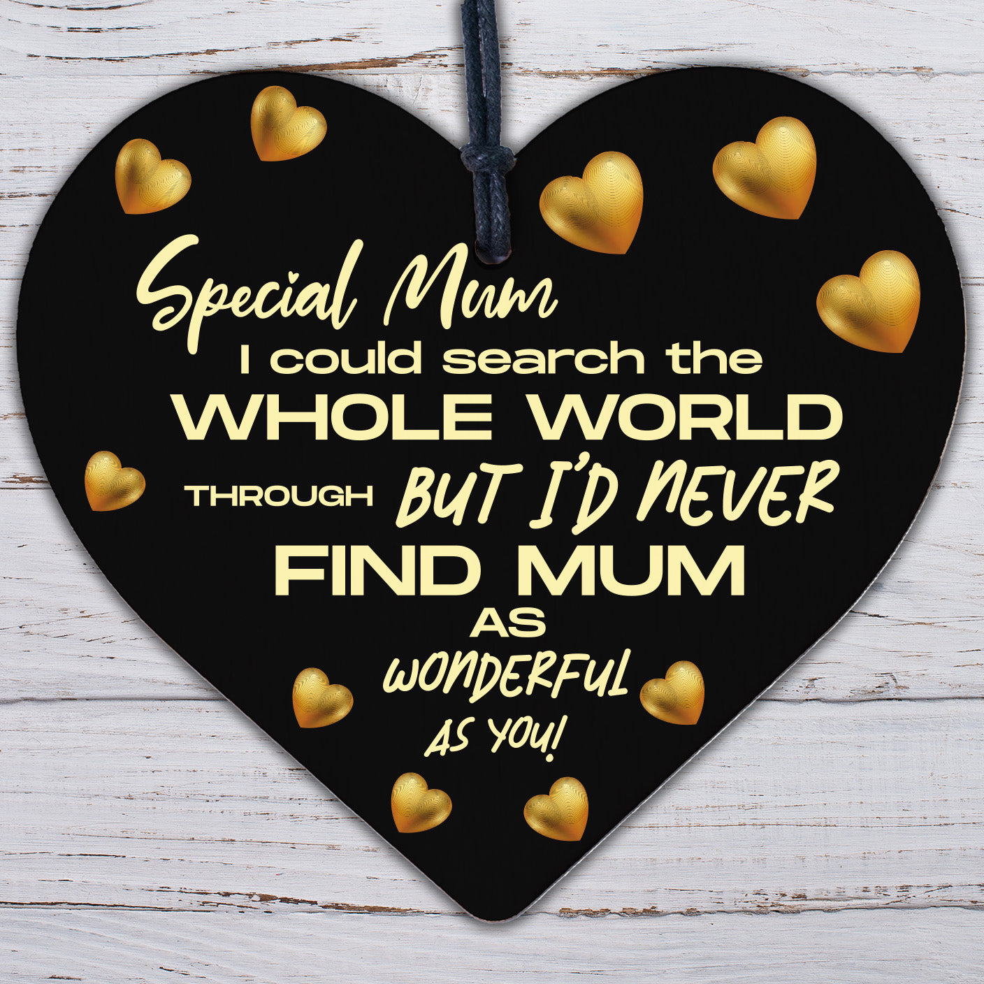 Mum Gift Wooden Hanging Heart For Birthday Mothers Day Gift For Her Keepsake