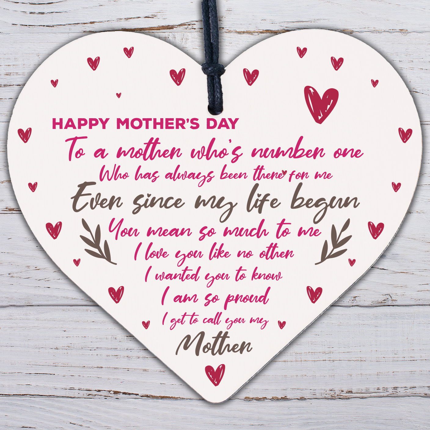 Mothers Day Gift For Mum Wood Heart Keepsake Love Thank You Plaque Gift For Her