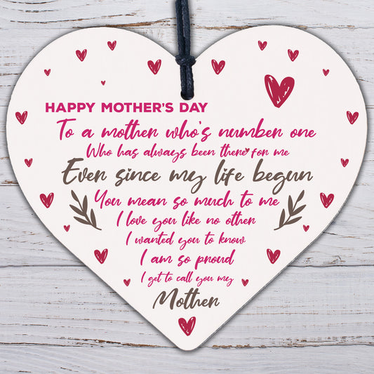 Mothers Day Gift For Mum Wood Heart Keepsake Love Thank You Plaque Gift For Her