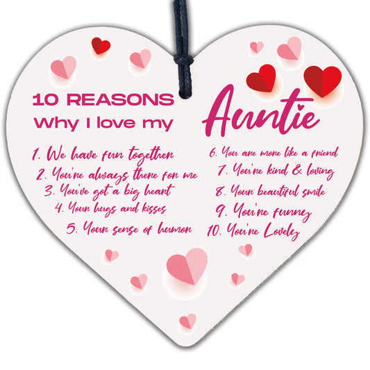 Reasons Why I Love My Auntie Gifts Heart Auntie Birthday Card Mothers Day Gifts