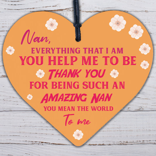 Thank You Nan Gift Mothers Day Gift Wooden Heart Nan Birthday Gift Special Sign