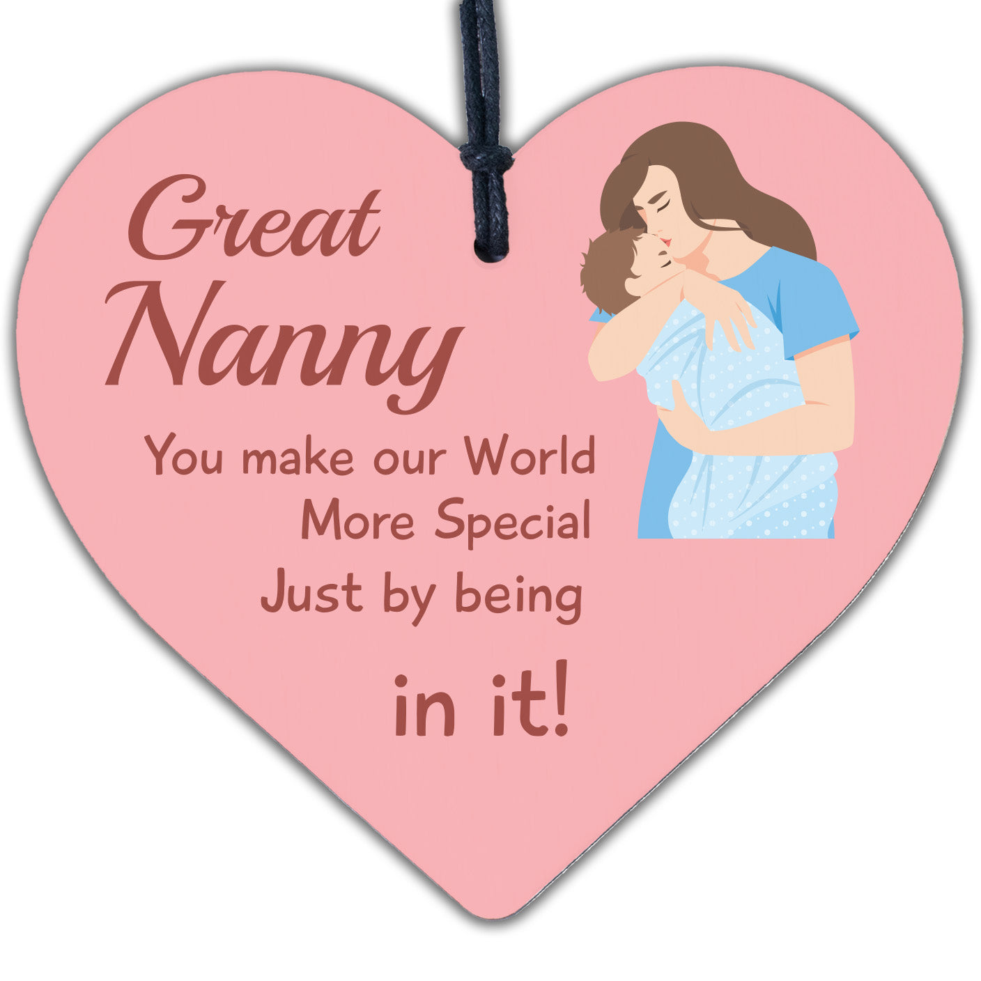 Great Nanny Gift For Birthday Mothers Day Wood Heart Thank You Grandparent Gift