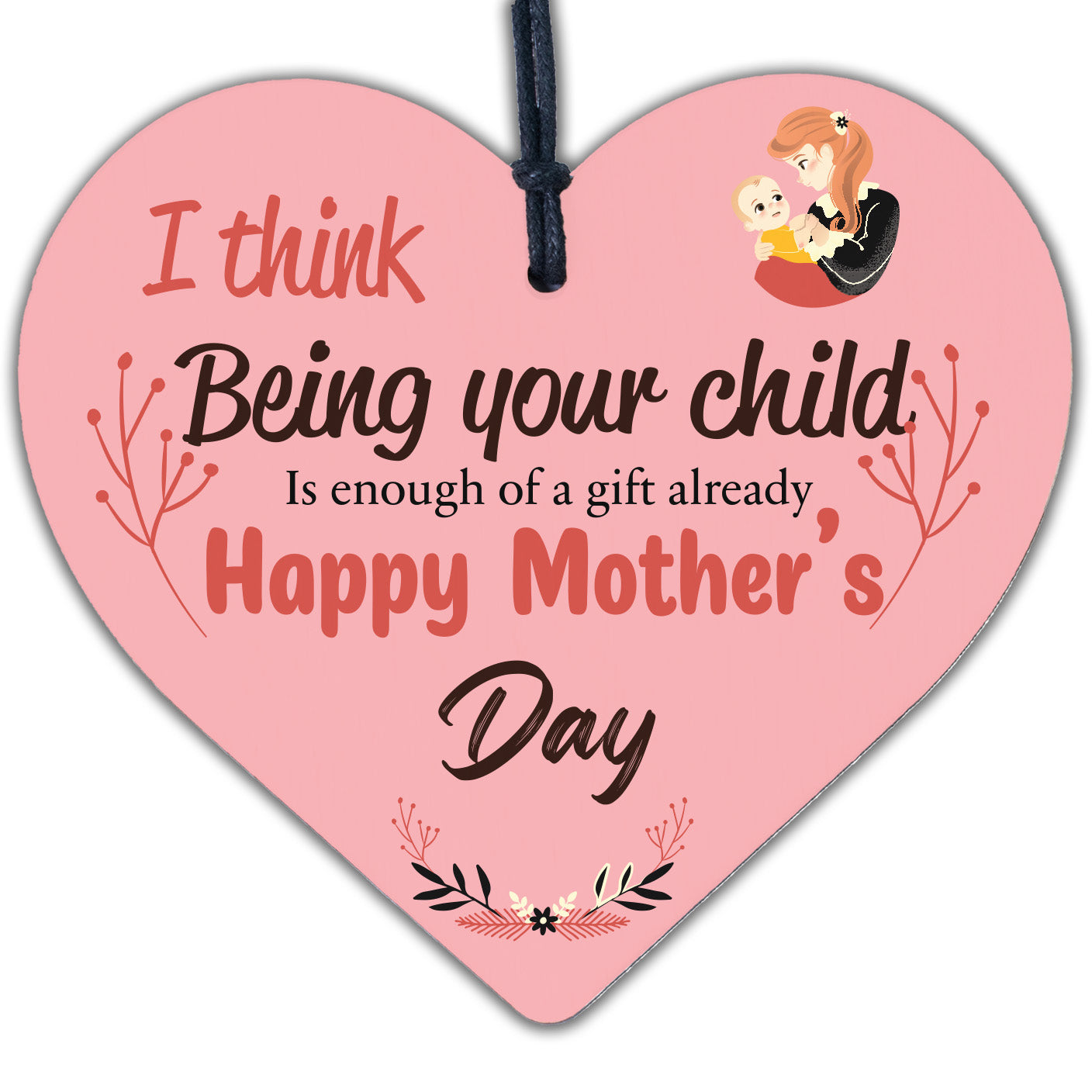 Mothers Day Funny Gifts Wooden Heart Sign Present From Daughter Son