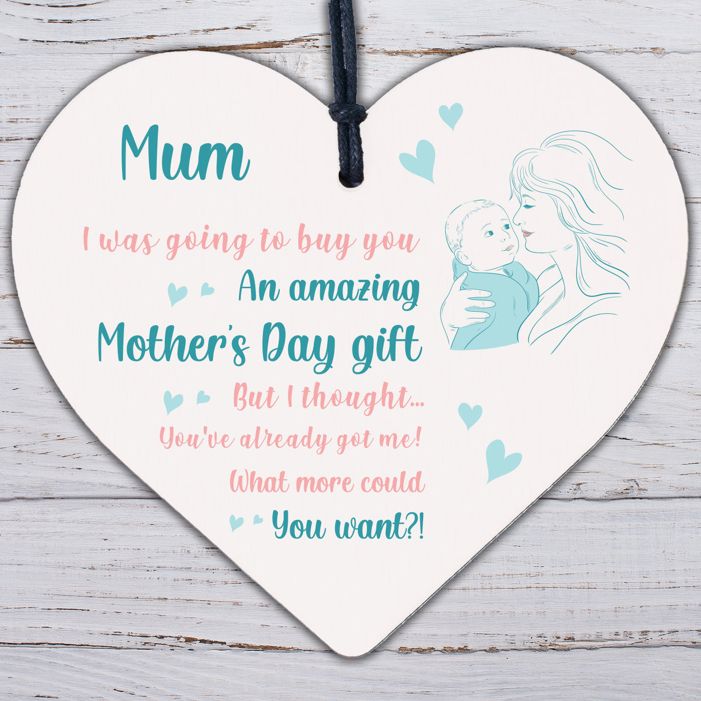 Funny Mothers Day Gift For Mum Wood Heart Sign Gift From Daughter Novelty Gift