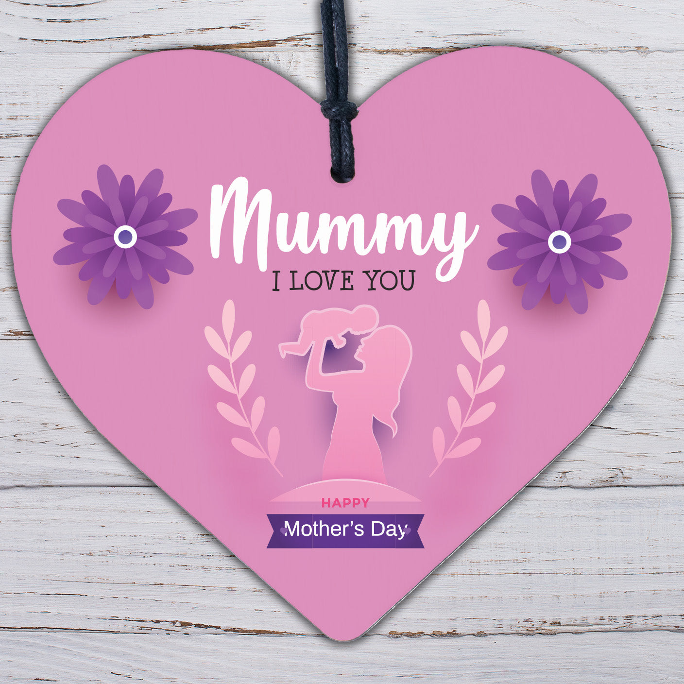 Mothers Day Gift for Mummy Wood Heart Thank You Gift For Her Daughter Son