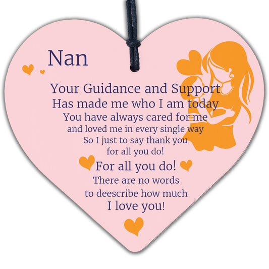 Nan Gifts Engraved Heart Birthday Mothers Day Gift Quote Thank You Gift For Her