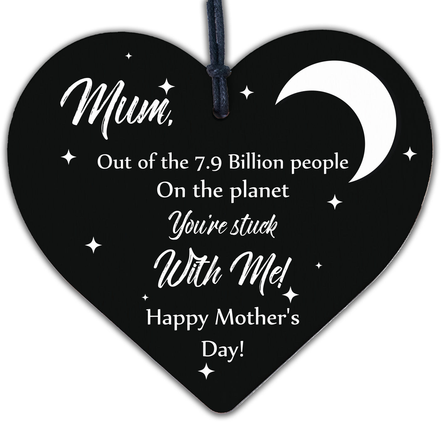 Mum Mothers Day Funny Gift From Son Daughter Wooden Heart Gift For Mum