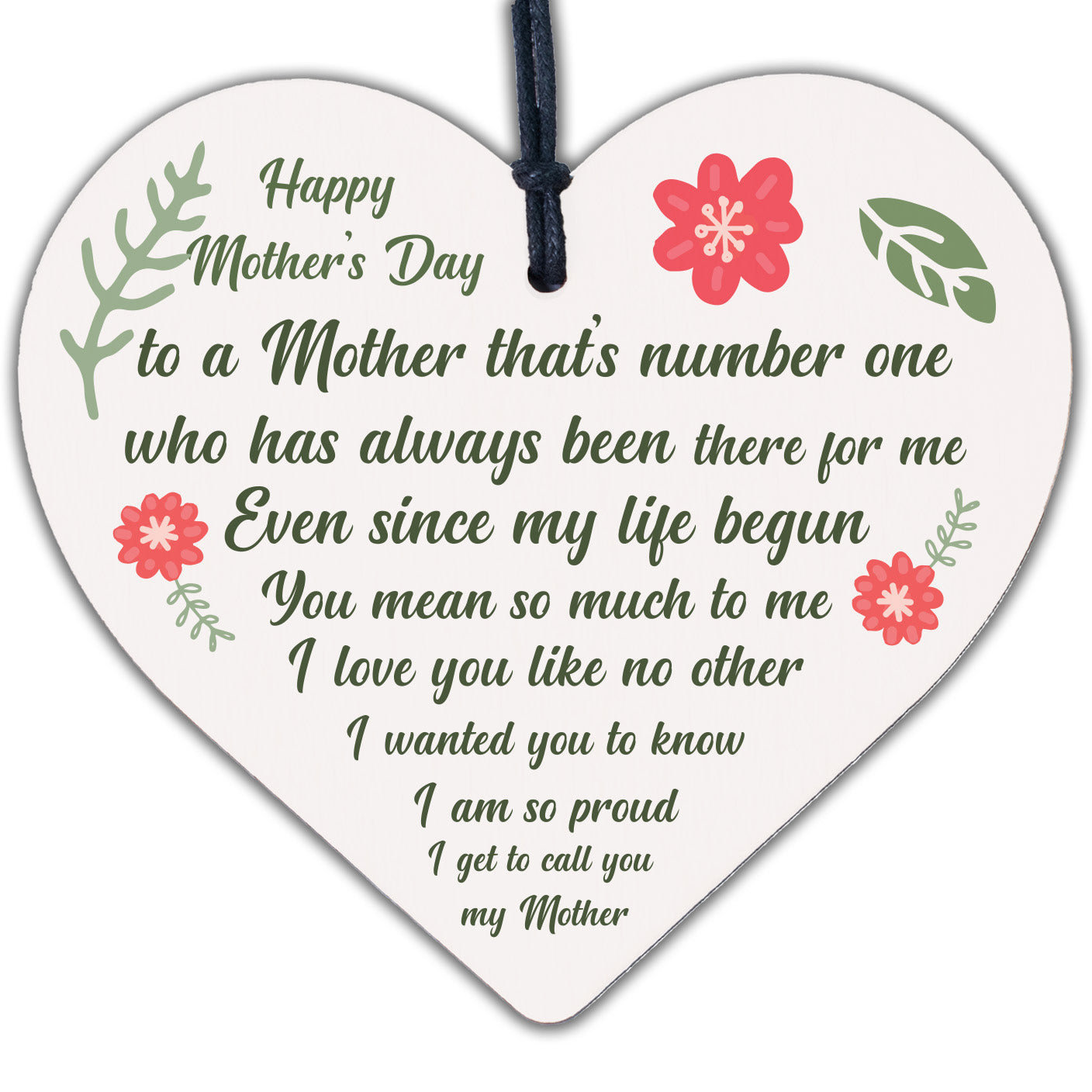 Happy Mothers Day Mum Gift For Her Engraved Hearts Gift From Daughter or Son