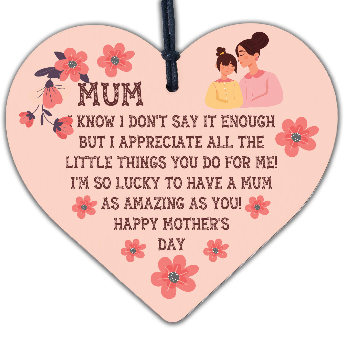 Mothers Day Gift For Mum Wooden Heart Gift For Her From Daughter Son Keepsake