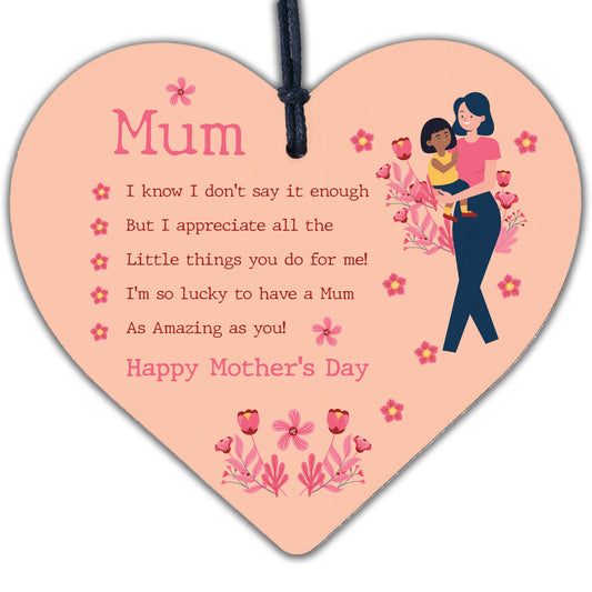 Mothers Day Gift For Mum From Daughter Son Engraved Heart Special Gift For Her