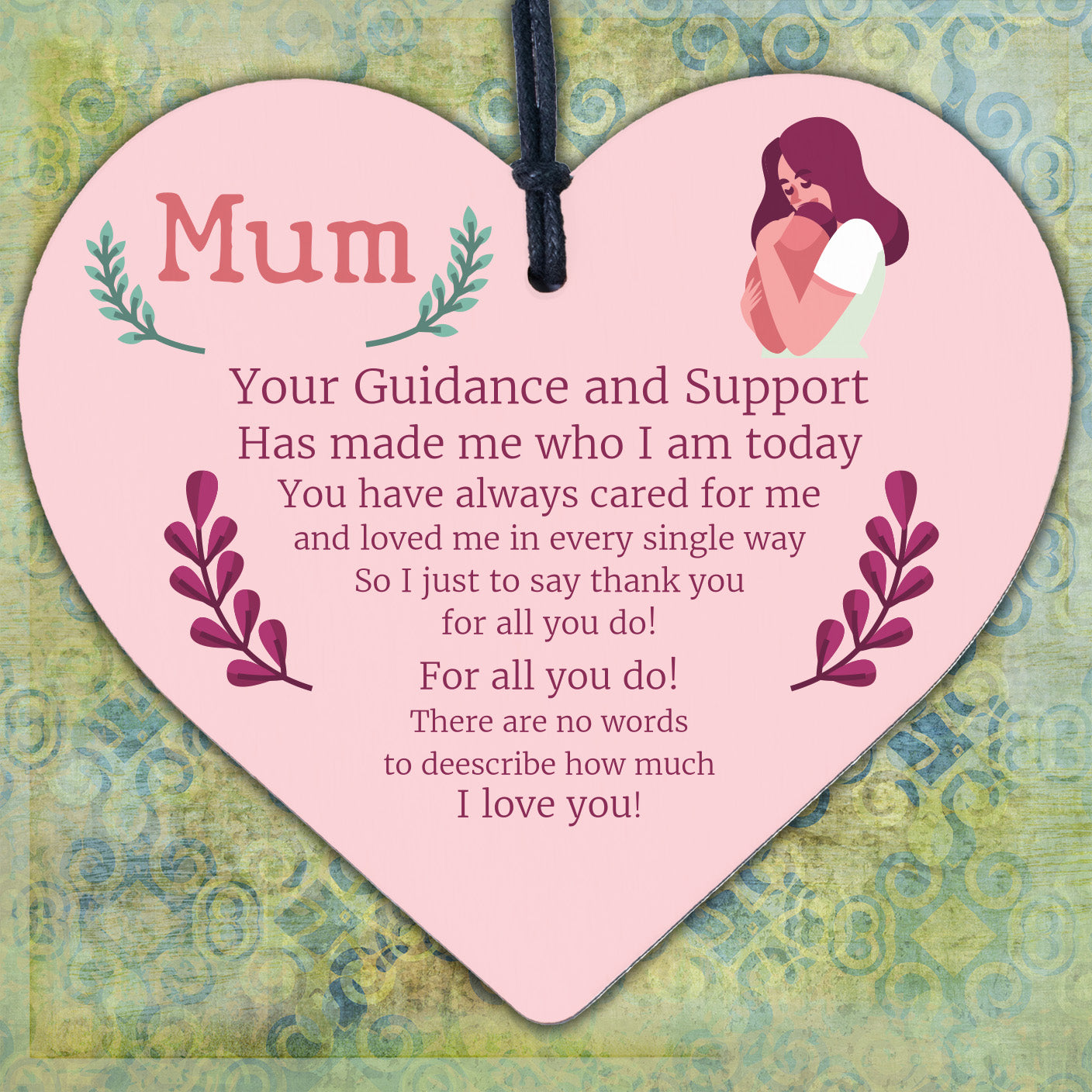 Mum Gifts Engraved Heart Birthday Mothers Day Gift Quote Thank You Gift For Her