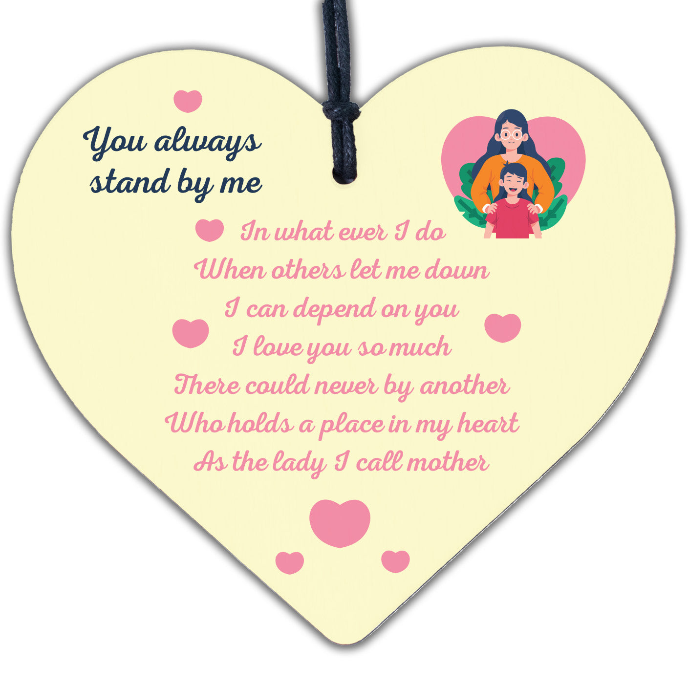 Mother Love You Wooden Hanging Heart Mothers Day Birthday Cute Mum Gift Sign