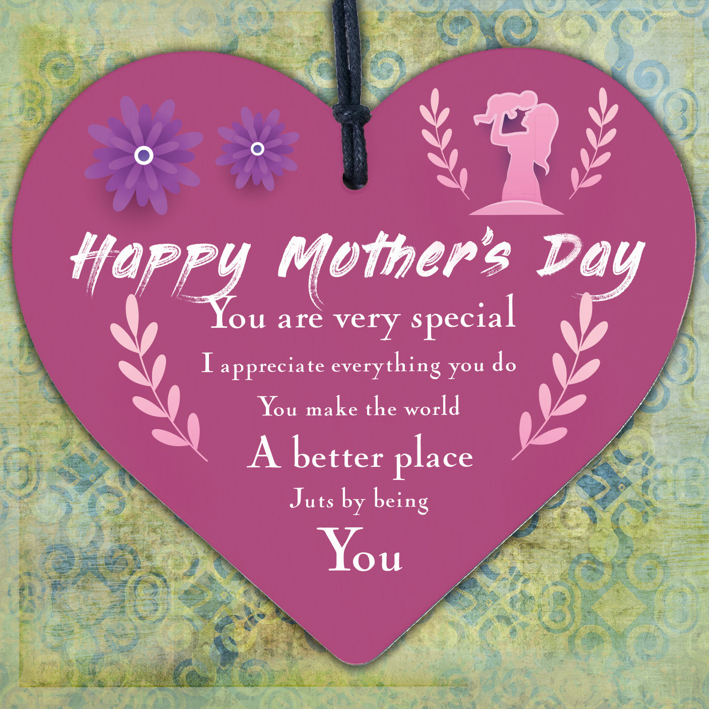 Mothers Day Gifts For Mum Mummy Wooden Heart Plaque Gift From Daughter Son